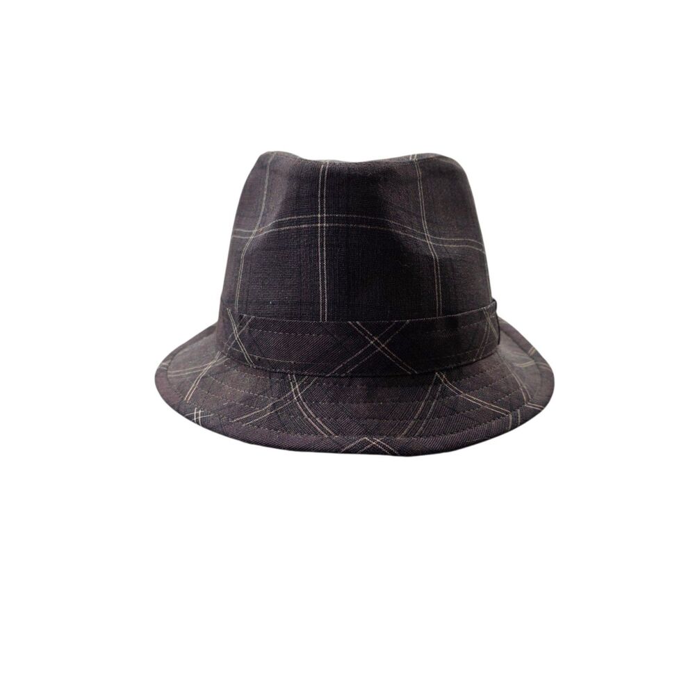 Cappello Plaid Windowpane Trilby Fedora Hat S/M Brown Lined NWOT 5713